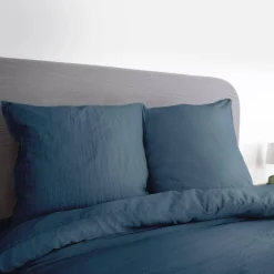 Set biancheria da letto in microfibra lavata blu notte, 2 posti