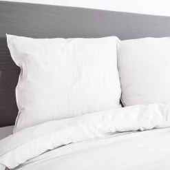 Set biancheria da letto in microfibra lavata bianca, 2 posti