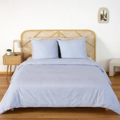 Set biancheria da letto in microfibra a righe blu, 2 posti