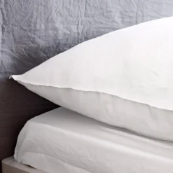 Set biancheria da letto in microfibra lavata bianca, 2 posti