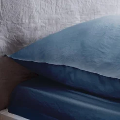 Set biancheria da letto in microfibra lavata blu notte, 2 posti