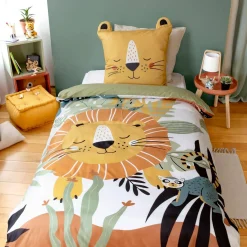 Set biancheria da letto in microfibra reversibile con stampa savana, 140cm