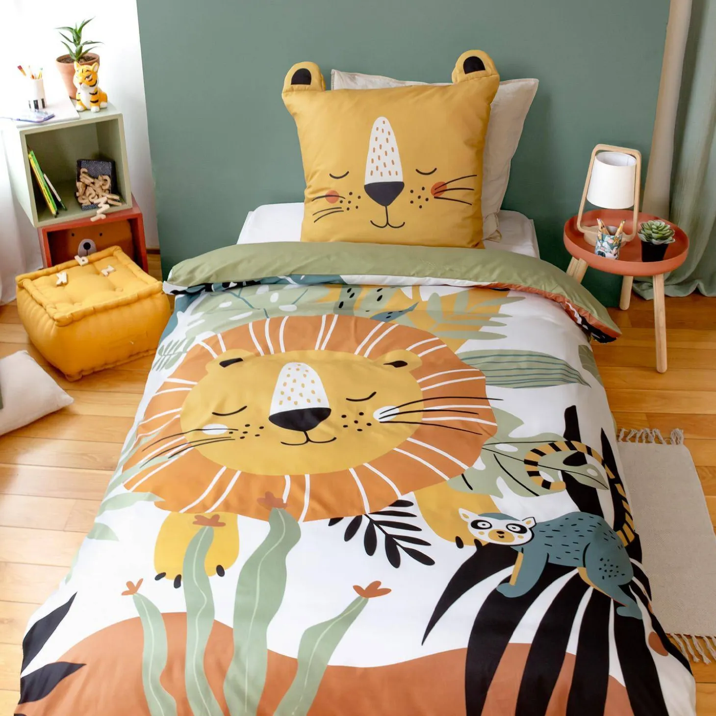 Set biancheria da letto in microfibra reversibile con stampa savana, 140cm
