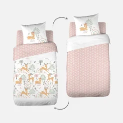 Set biancheria da letto in microfibra reversibile stampata foresta incantata, 140cm
