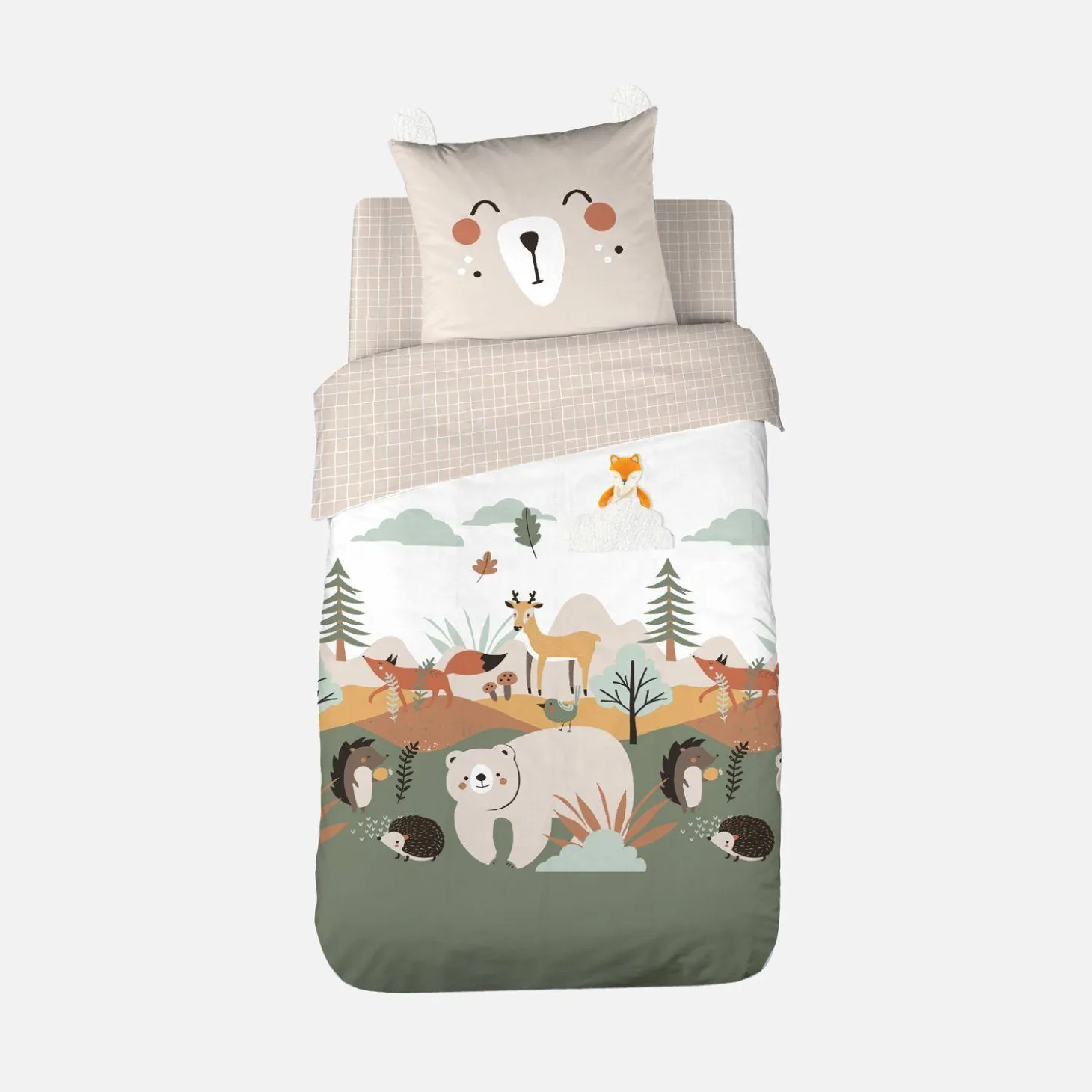 Set biancheria da letto in microfibra reversibile stampato foresta d'autunno, 140cm