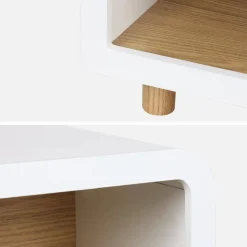 Set 2 comodini effetto legno con 2 nicchie