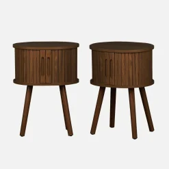 Set 2 comodini scandinavi decorazione legno 2 ante scorrevoli