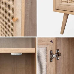 Set 2 comodini scandinavi in intrecciatura cannage