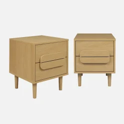 Set 2 comodini vintage effetto legno 2 cassetti