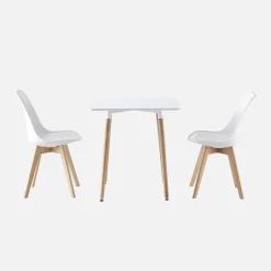 Set da pranzo composto da tavolo quadrato e 2 sedie, 70cm