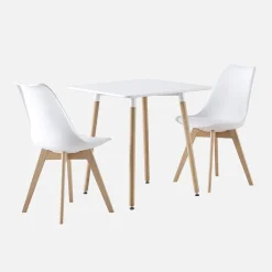 Set da pranzo composto da tavolo quadrato e 2 sedie, 70cm