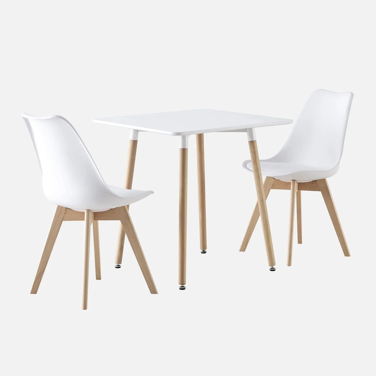 Set da pranzo composto da tavolo quadrato e 2 sedie, 70cm