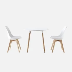 Set da pranzo tondo e 2 sedie, 80cm