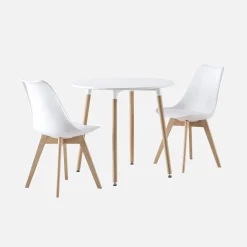Set da pranzo tondo e 2 sedie, 80cm