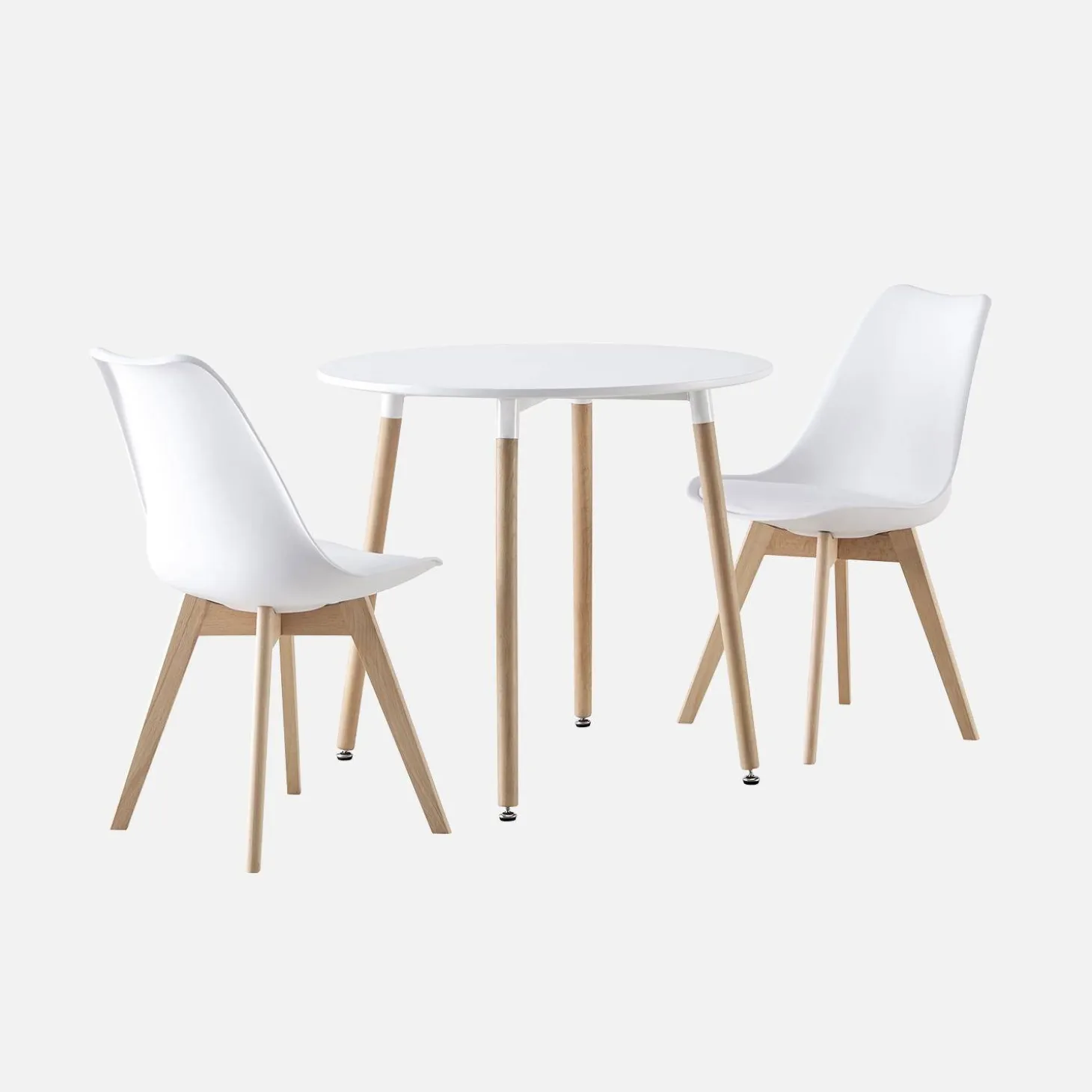 Set da pranzo tondo e 2 sedie, 80cm