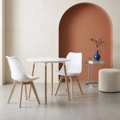 Set da pranzo tondo e 2 sedie, 80cm