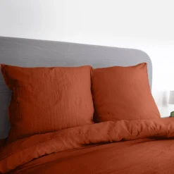 Set di biancheria da letto in microfibra lavata terracotta a 2 posti