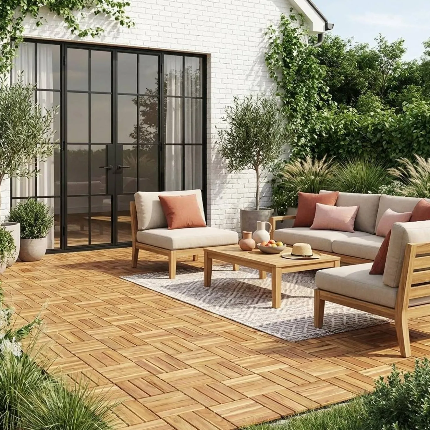 Set di piastrelle per patio in legno, 30x30cm
