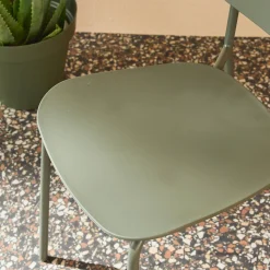 Set di 2 sedie da giardino impilabili in acciaio e plastica