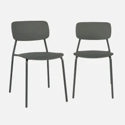 Set di 2 sedie da giardino impilabili in acciaio e plastica