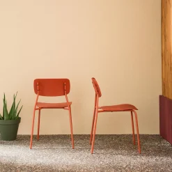 Set di 2 sedie da giardino impilabili in acciaio e plastica