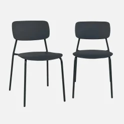 Set di 2 sedie da giardino impilabili in acciaio e plastica