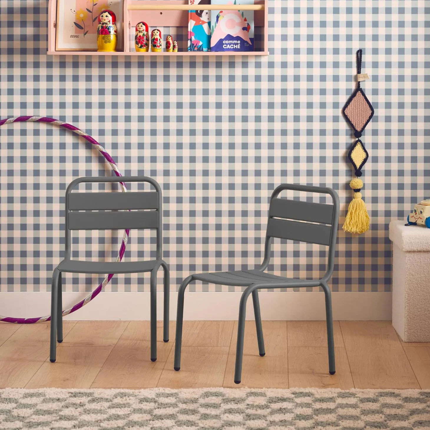 Set di 2 sedie in metallo per bambini