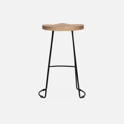 Set di 2 sgabelli da bar in legno di mango e acciaio, 65cm