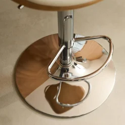 Set di 2 sgabelli da bar regolabile decorazione legno curvato e similpelle, 62/83cm