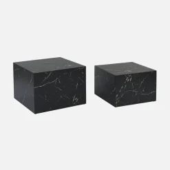 Set di 2 tavolini quadrati con effetto marmo