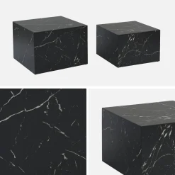 Set di 2 tavolini quadrati con effetto marmo