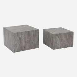 Set di 2 tavolini quadrati con effetto marmo