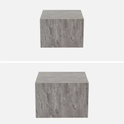 Set di 2 tavolini quadrati con effetto marmo