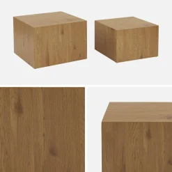 Set di 2 tavolini quadrati effetto frassino