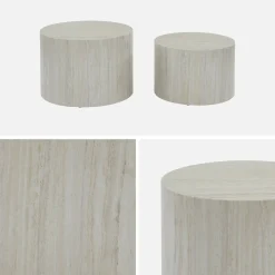 Set di 2 tavolini rotondi con effetto marmo