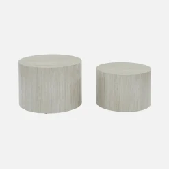 Set di 2 tavolini rotondi con effetto marmo