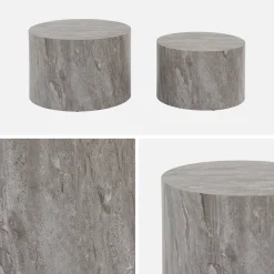 Set di 2 tavolini rotondi con effetto marmo