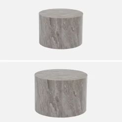 Set di 2 tavolini rotondi con effetto marmo