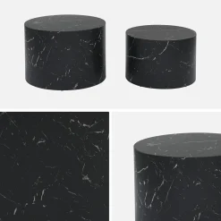 Set di 2 tavolini rotondi con effetto marmo