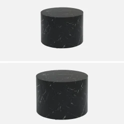 Set di 2 tavolini rotondi con effetto marmo