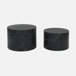 Set di 2 tavolini rotondi con effetto marmo