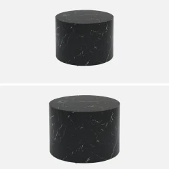 Set di 2 tavolini rotondi con effetto marmo
