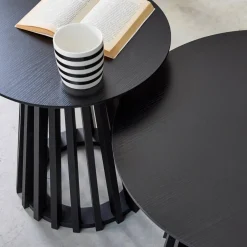 Set di 2 tavolini rotondi effetto legno, 40cm e 60cm
