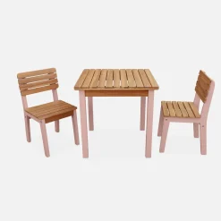 Set di tavolo per bambini in legno, 2 sedie