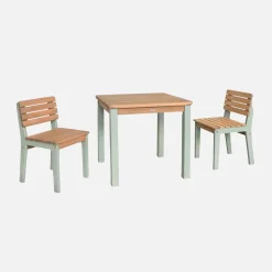 Set di tavolo per bambini in legno, 2 sedie