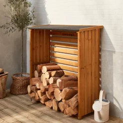 Set 2 legnaie da giardino in legno di abete con tetto impermeabile, 120x45x120cm