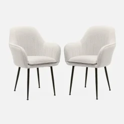 Set 2 poltrone bouclé, gambe in metallo