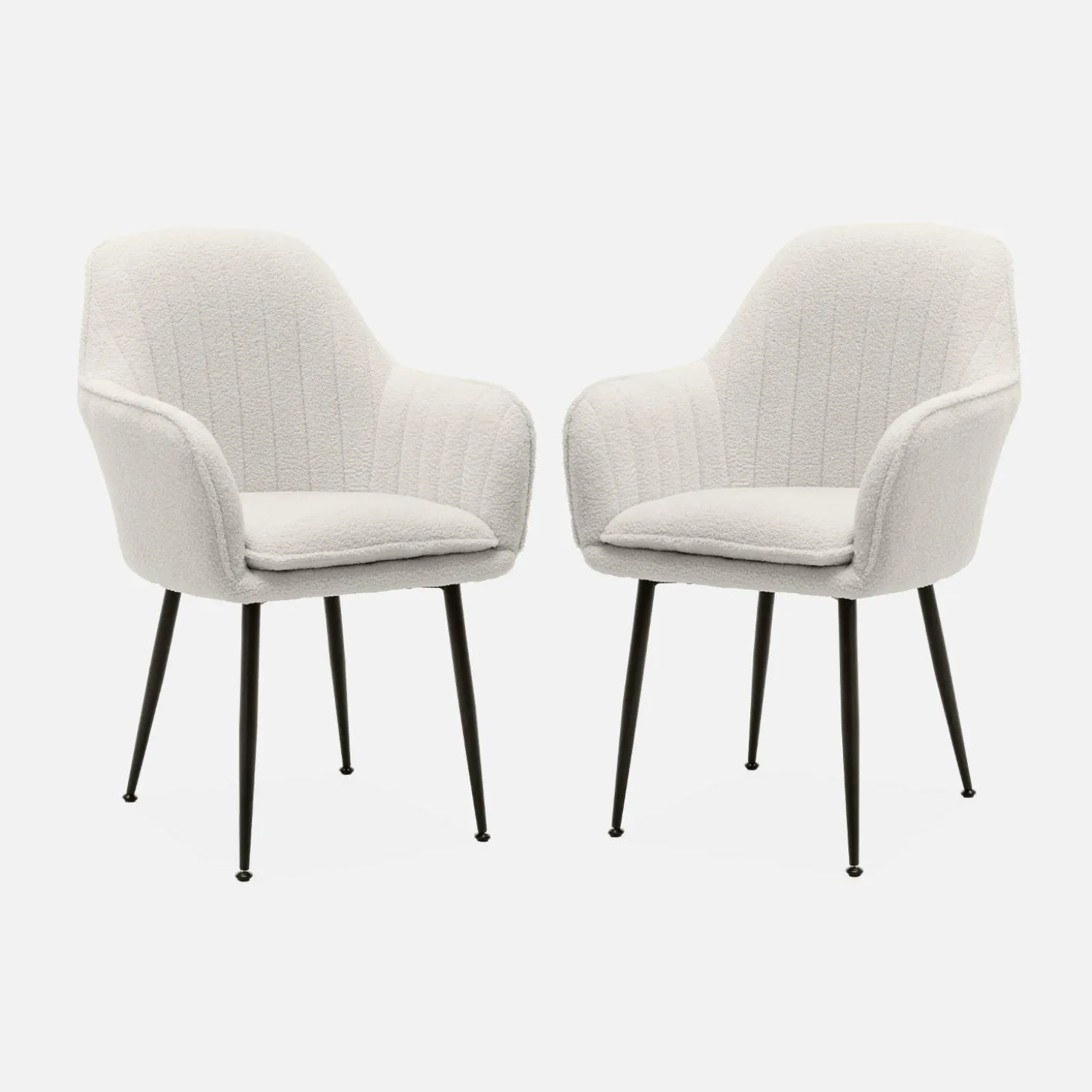 Set 2 poltrone bouclé, gambe in metallo