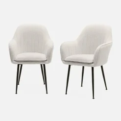 Set 2 poltrone bouclé, gambe in metallo