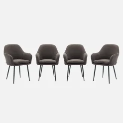 Set 4 poltrone in velluto a coste con gambe in metallo